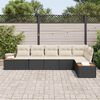 vidaXL Garten-Sofa-Set mit Kissen 6 pcs Schwarz und Creme Poly Rattan