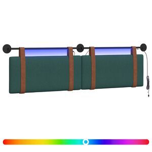vidaXL H&auml;ngendes Kopfteil Mit LED Licht Dunkelgr&uuml;n Antikes PU