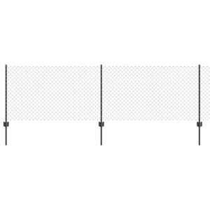 vidaXL Maschendrahtzaun mit Pfosten 10 x 0,8 m PVC-beschichteter Stahl