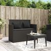 vidaXL Gartenbank mit Kissen Schwarz Poly Rattan