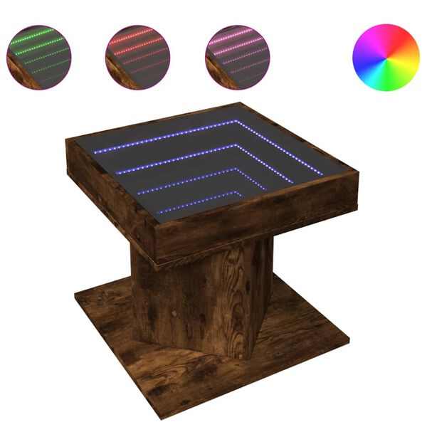 vidaXL LED-Couchtisch R&auml;uchereiche 50x50x45 cm Holzwerkstoff