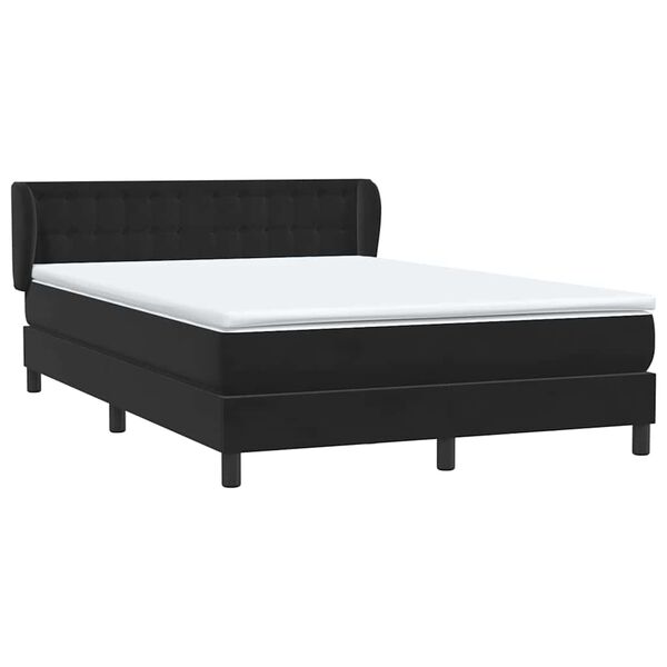 vidaXL Boxspringbett mit Matratze Schwarz 140x220 cm Samt