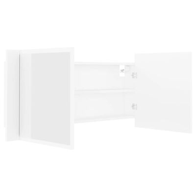 vidaXL LED-Bad-Spiegelschrank Weiß 100x12x45 cm Acryl