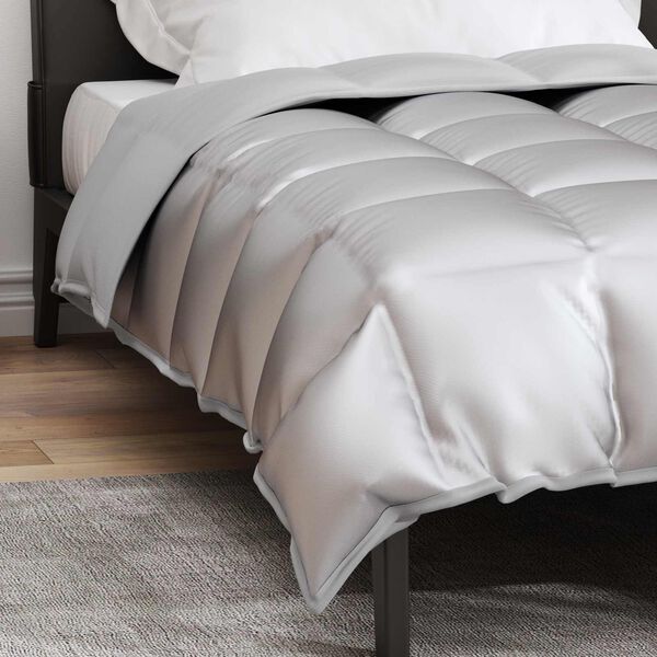 vidaXL Winterbettdecke Silber 220 x 135 cm Satin und Mikrofaser