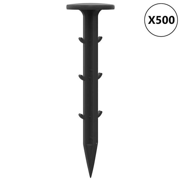 vidaXL Plastik-Pegs 500 pcs Schwarz &Oslash;3 x 11 cm Kunststoff