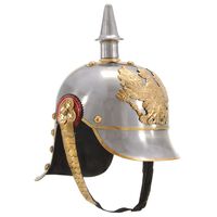 vidaXL Deutscher Preußischer Helm Antik Replik LARP Silbern Stahl
