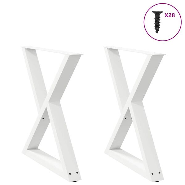 vidaXL Esstisch Beine 2 St&uuml;ck Wei&szlig; 80x(72-73,3) cm Stahl
