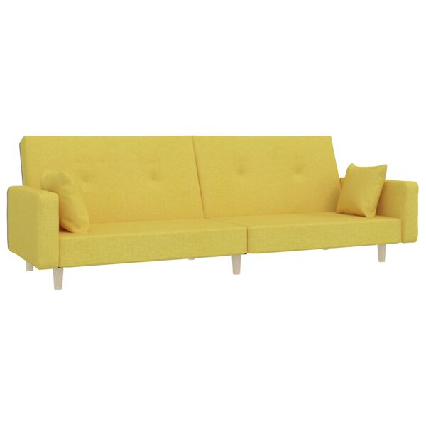 vidaXL Schlafsofa 2-Sitzer mit 2 Kissen Gr&uuml;n Stoff
