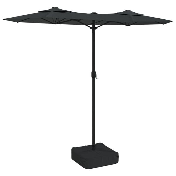 vidaXL Doppel-Sonnenschirm mit LED-Leuchten Anthrazit 316x145 cm