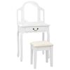 vidaXL Schminktisch mit Hocker Wei&szlig; 65x36x128 cm Paulownia-Holz MDF