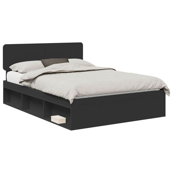 vidaXL Bettrahmen Schwarz 150 x 200 cm Massives Kiefernholz