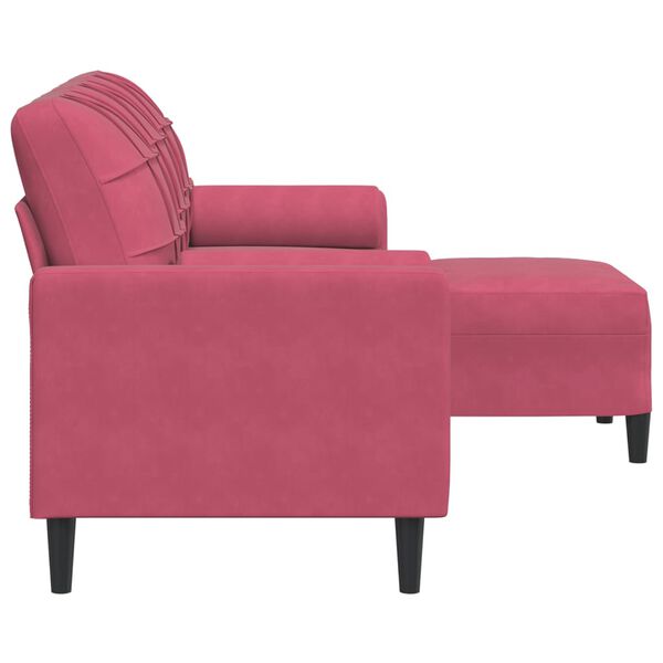 vidaXL 3-Sitzer-Sofa mit Hocker Weinrot 180 cm Samt