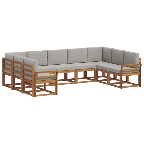 vidaXL Outdoor-Sofagarnitur mit Kissen 9 pcs Nat&uuml;rlich und Hellgrau