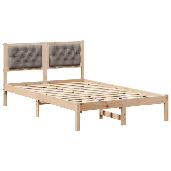 vidaXL Bettrahmen mit Kopfteil Taupe 120 x 200 cm Massives Kiefernholz