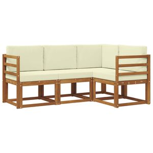 vidaXL Outdoor-Sofagarnitur mit Kissen 4 pcs Natur und Creme