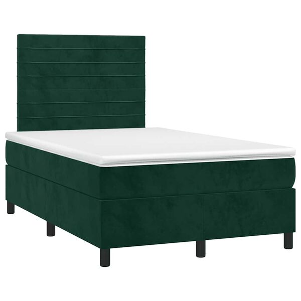 vidaXL Boxspringbett mit Matratze & LED Dunkelgr&uuml;n 120x200 cm Samt