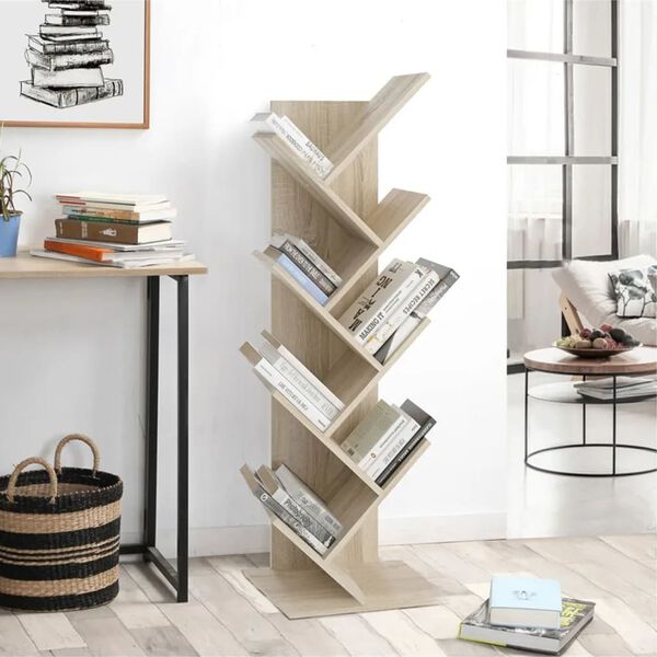 FMD Geometrisches B&uuml;cherregal Eiche-Optik
