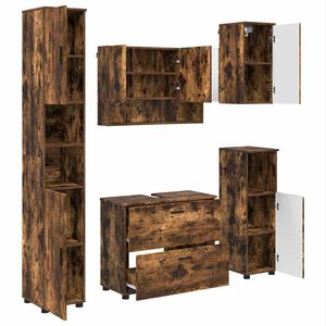 vidaXL Badezimmerm&ouml;bel-Set 5 stk. Ger&auml;ucherte Eiche 35 x 30 x 192 cm