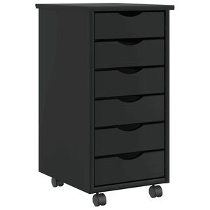 vidaXL Rollschrank mit Schubladen MOSS Schwarz Massivholz Kiefer
