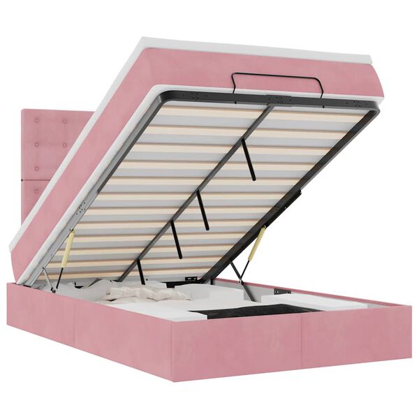 vidaXL Ottoman-Bett mit Matratzen & LEDs Rosa 120x200 cm Samt