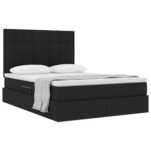 vidaXL Aufbewahrungsbett mit Matratze Schwarz 140 x 200 cm Polyester