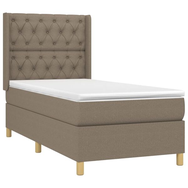 vidaXL Boxspringbett mit Matratze & LED Taupe 80x200 cm Stoff