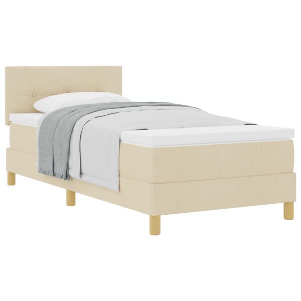 vidaXL Boxspringbett mit Matratze mit Kopfteil Creme 90 x 190 cm Stoff