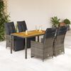 vidaXL 5-tlg. Garten-Bistro-Set mit Kissen Grau Poly Rattan