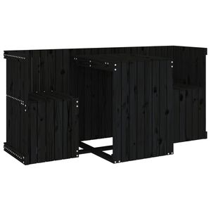 vidaXL Balkonm&ouml;bel-Set 2-Sitzer Schwarz Massivholz Kiefer