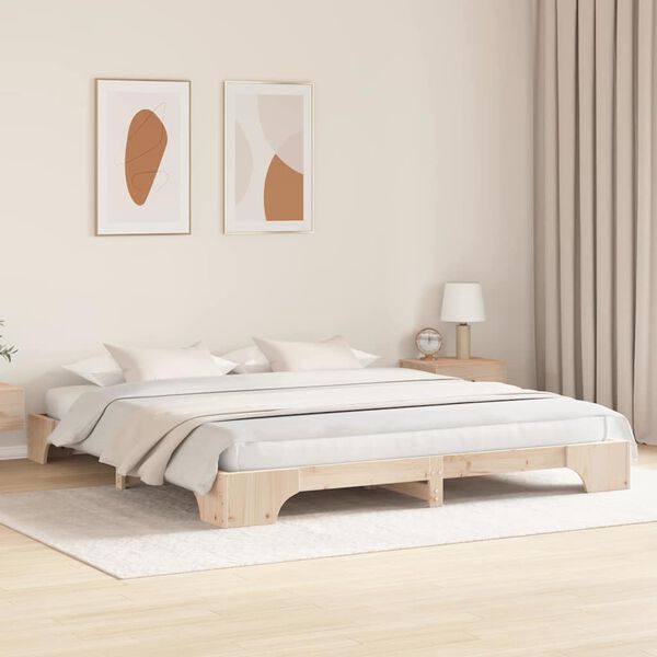 vidaXL Bettrahmen Natur 180 x 200 cm Massives Kiefernholz
