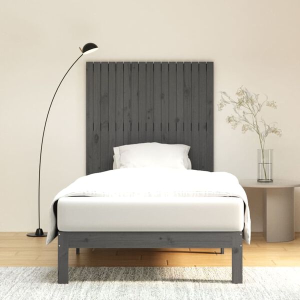 vidaXL Wand-Kopfteil Grau 108x3x110 cm Massivholz Kiefer