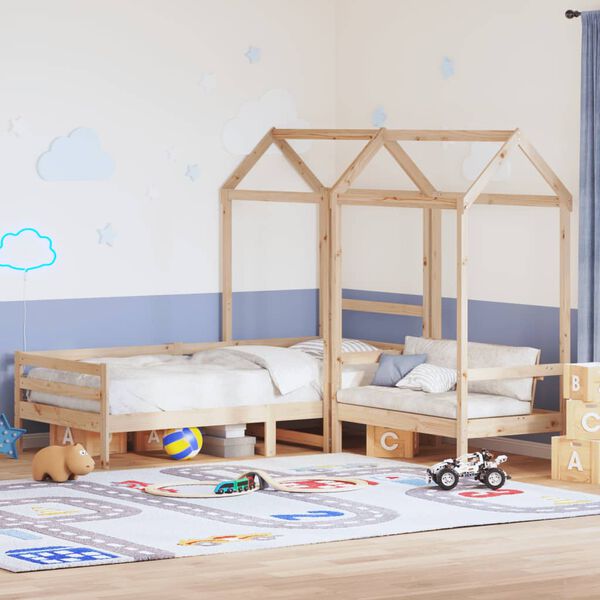vidaXL Tagesbett und Bank mit Dach 80x200 cm Kiefernholz