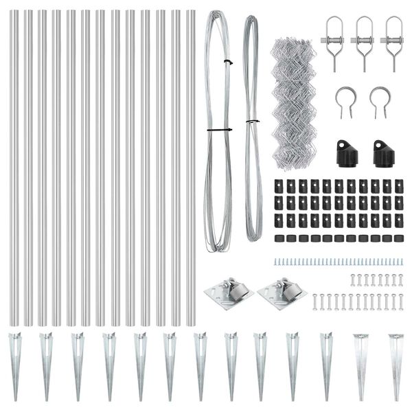 vidaXL Zaunpfosten Silber 25 x 0,6 m (40 x 40 mm Maschen) Stahl