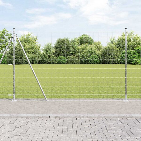 vidaXL Zaun mit Pfosten Silber 1,4 x 10 m Stahl