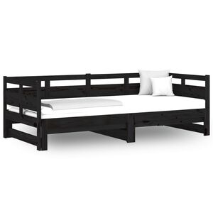 vidaXL Tagesbett Ausziehbar Schwarz Massivholz Kiefer 2x(80x200) cm