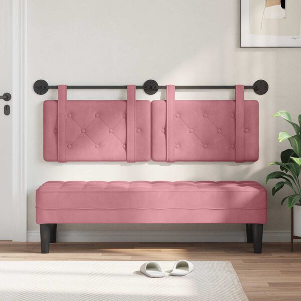 vidaXL H&auml;ngevorderseite Wandmontiert Rosa 130 x 55 x 5 cm Samt