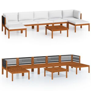 vidaXL 8-teiliges Garten-Lounge-Set mit Kissen Creme 63 x 63 cm