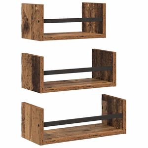 vidaXL Wandregal-Set 3 Stk. Altholz 40x16x14cm Holzwerkstoff
