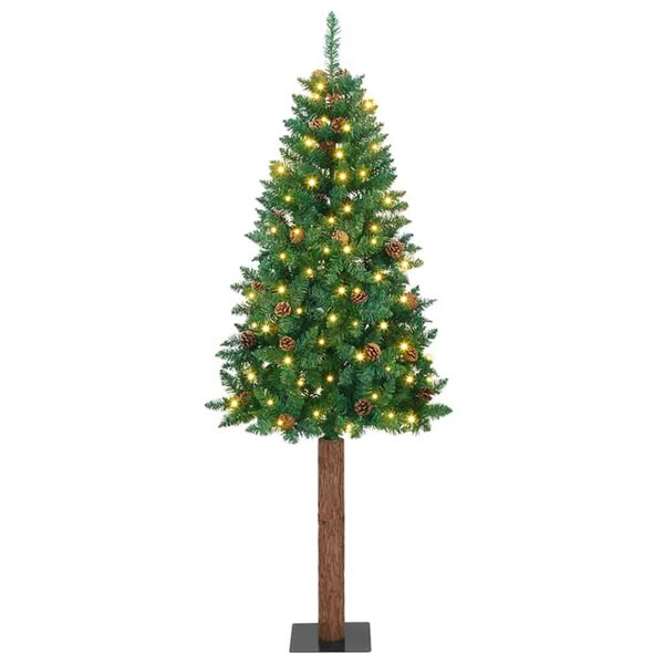 vidaXL Schlanker Weihnachtsbaum mit 300 LEDs mit St&auml;nder Gr&uuml;n 210 cm