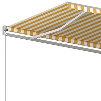 vidaXL Markise Automatisch Einziehbar mit Pfosten 3,5x2,5m Gelb Weiß