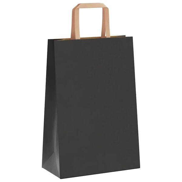 vidaXL Papiertragetaschen 50 Stk. mit Henkeln Schwarz 21x11x31 cm