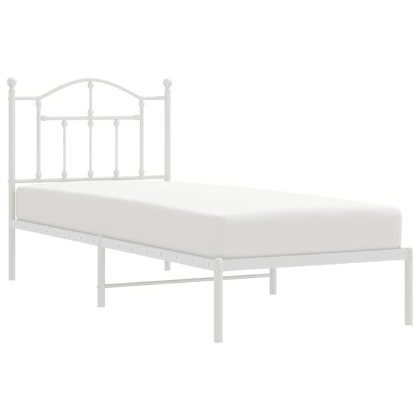 vidaXL Bettgestell mit Kopfteil Metall Wei&szlig; 90x190 cm