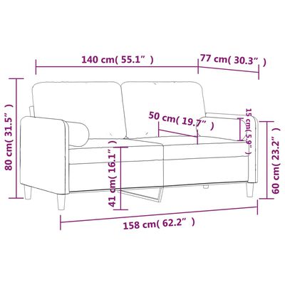 vidaXL 2-Sitzer-Sofa mit Zierkissen Schwarz 140 cm Samt