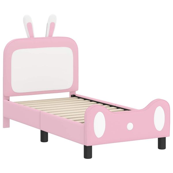 vidaXL Kinderbettgestell mit Kopfteil mit Kopfteil Rosa 70 x 140 cm PU
