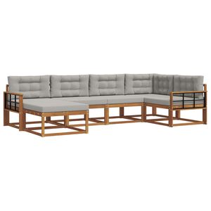 vidaXL Outdoor-Sofagarnitur 6 stk. Nat&uuml;rlich und Hellgrau