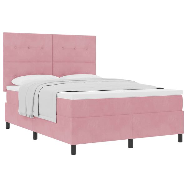 vidaXL Boxspringbett mit Matratze mit Kopfteil Rosa 160 x 200 cm Samt