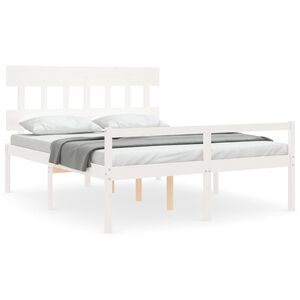 vidaXL Seniorenbett mit Kopfteil 160x200 cm Wei&szlig; Massivholz