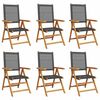 vidaXL Klappstuhl Verstellbar 6 Stk. Schwarz Poly Rattan Massivholz