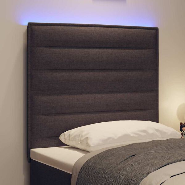 vidaXL LED Kopfteil mit LED-Lichtleisten Dunkelbraun 100 cm Polyester