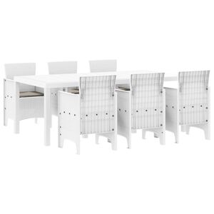 vidaXL Garten Essgruppe 7 pcs Wei&szlig; Polt Rattan